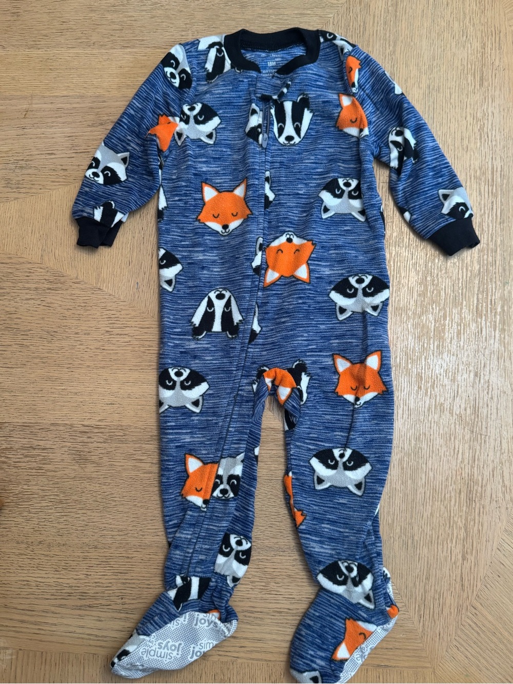 Carter’s Blue Fox & Raccoon Footed One-Piece Pajamas NWOT